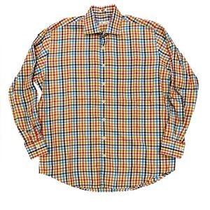 Peter Millar button down dress shirt multi-color check size XL 100% cotton